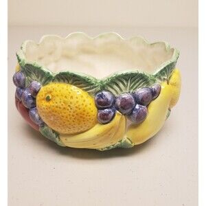 Vintage Fitz and Floyd Ceramic Calypso 3D Fruit Bowl Hand Painted